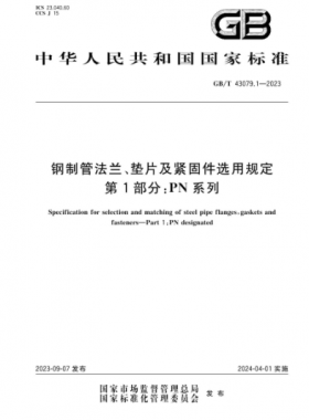 鋼制管法蘭、墊片及緊固件選用規(guī)定 第1部分：PN系列國標(biāo)/T 43079.1-2023